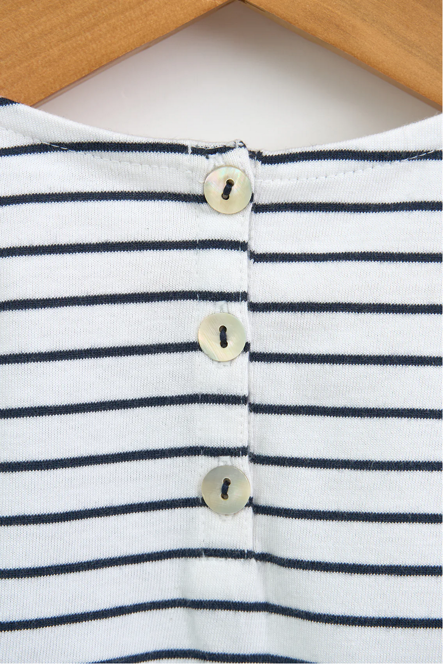 White+Navy Striped Anchor Tee