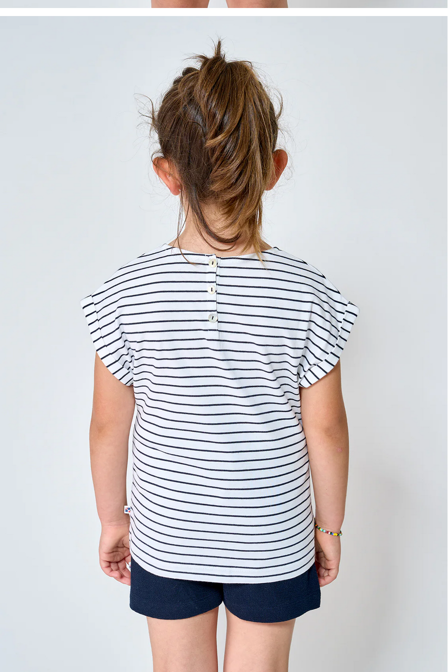 White+Navy Striped Anchor Tee