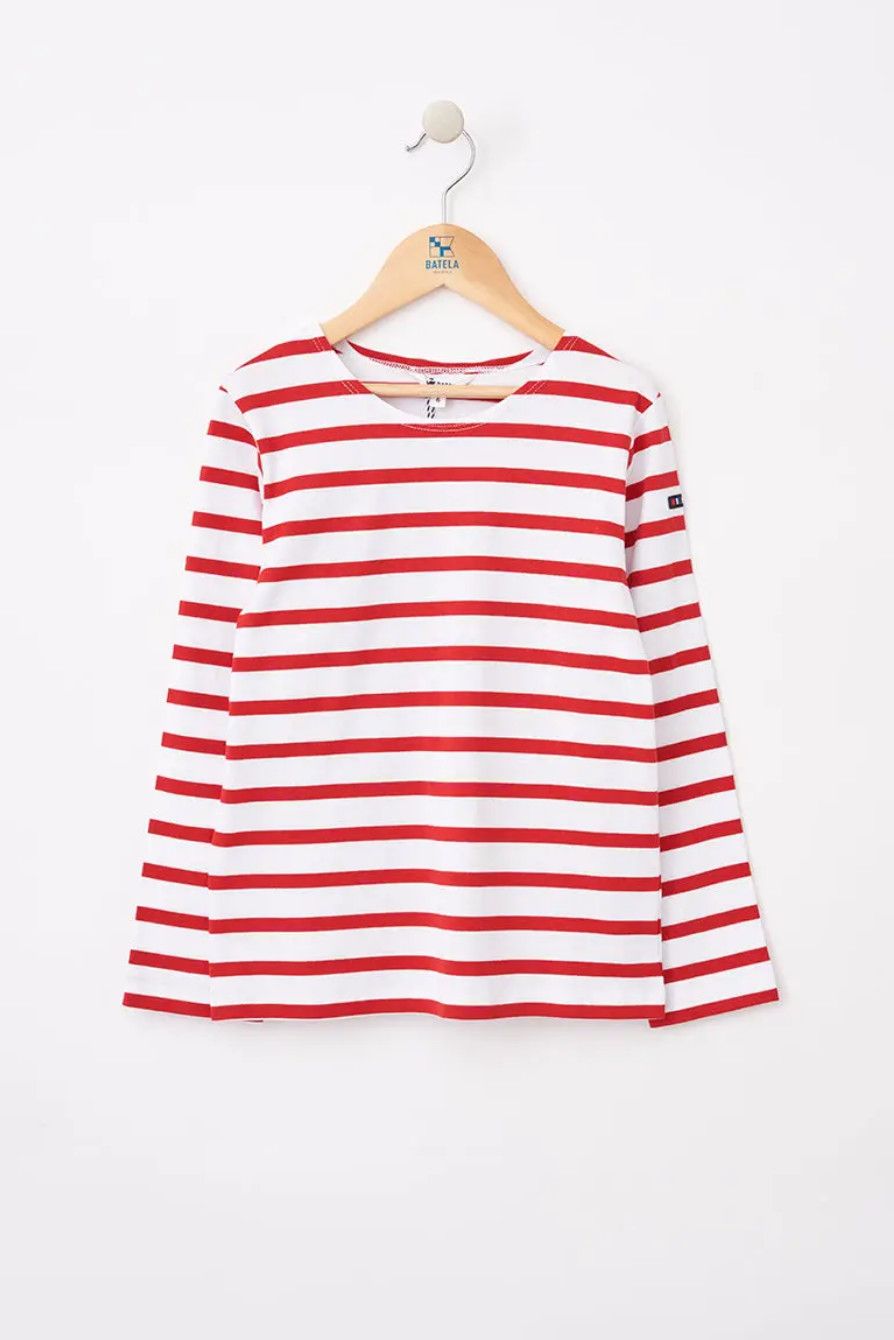 Red+White Longsleeve Striped Tee
