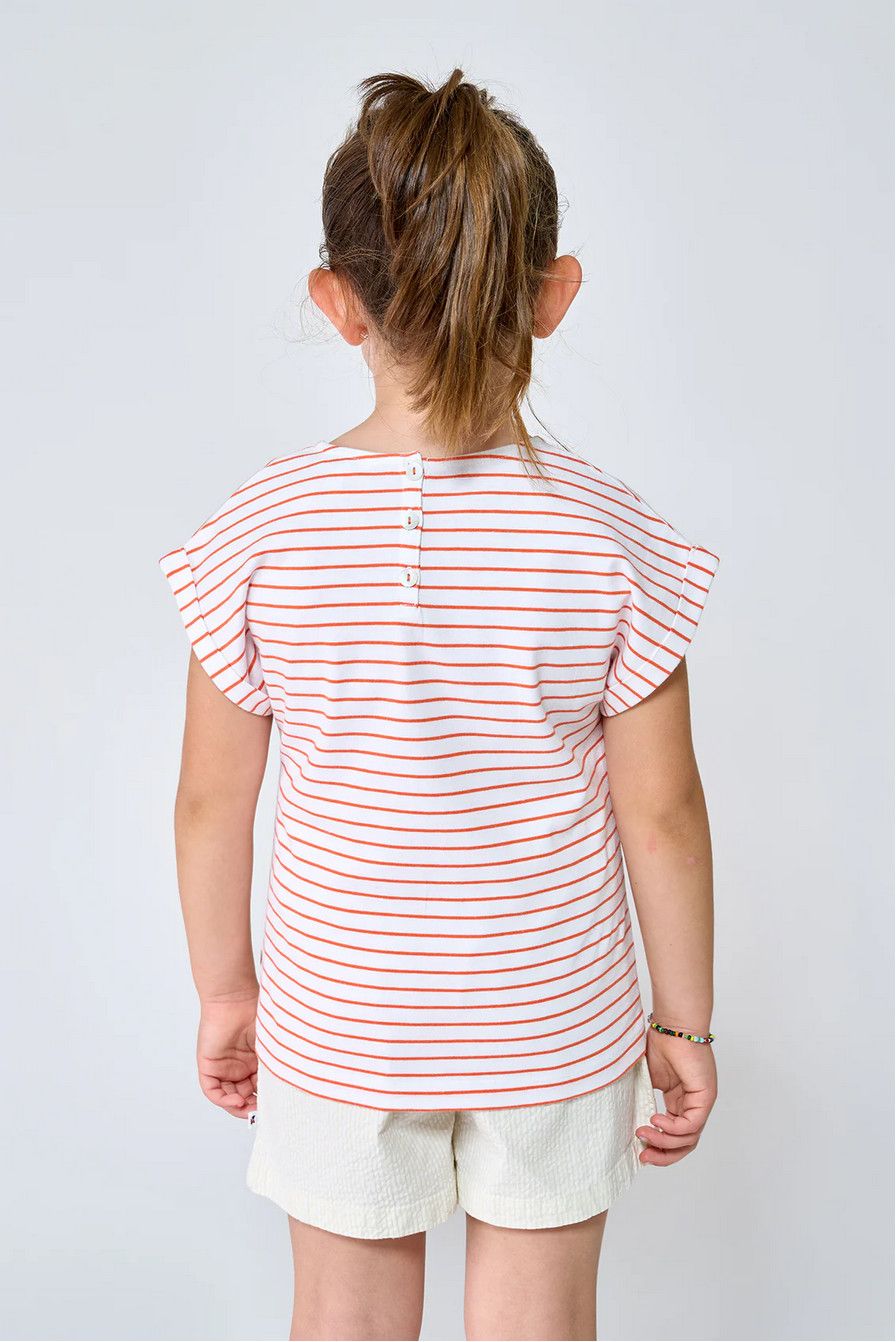 Orange+White Striped Anchor Tee 