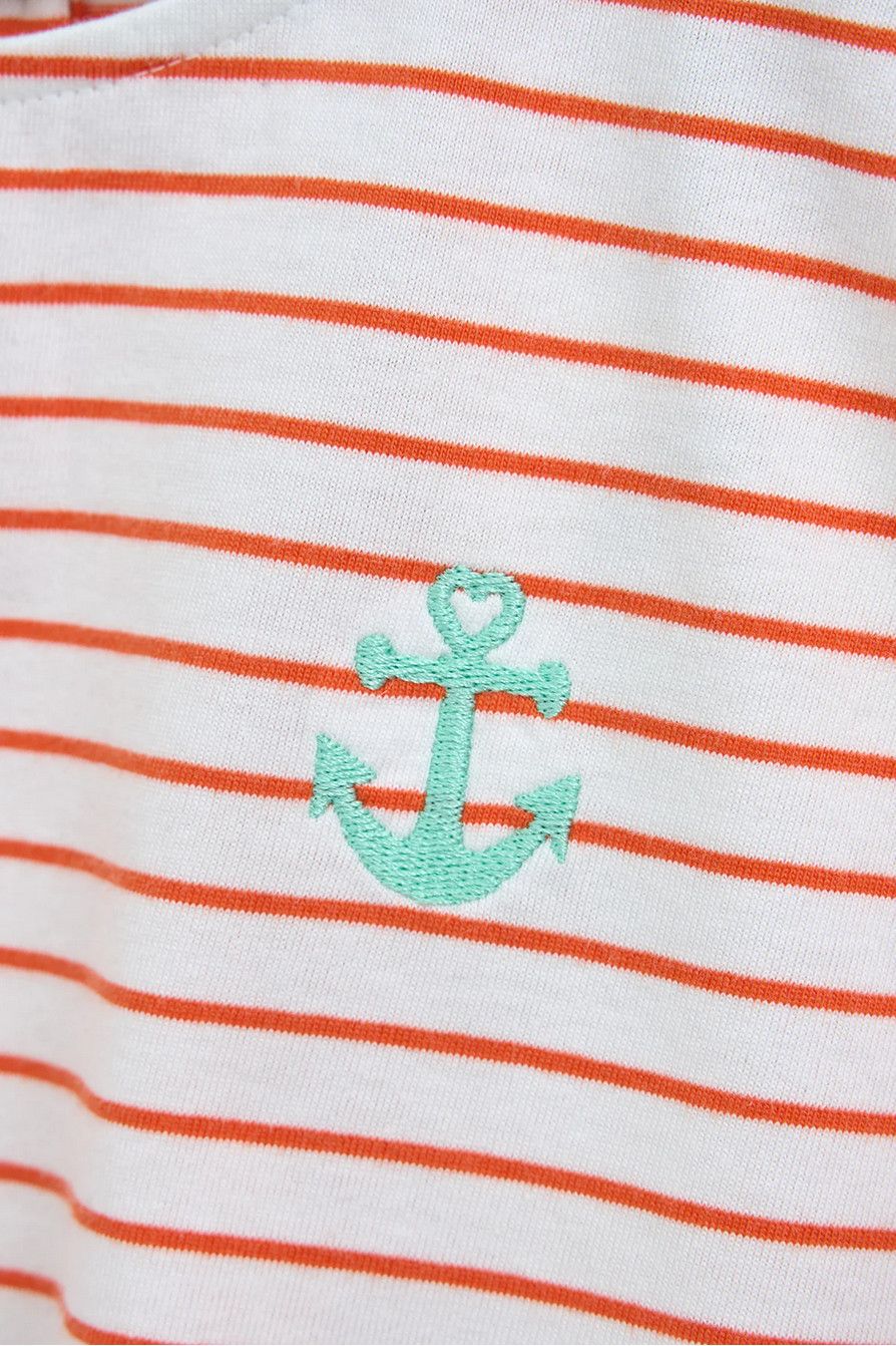 Orange+White Striped Anchor Tee 