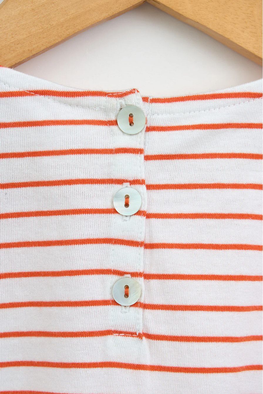 Orange+White Striped Anchor Tee 