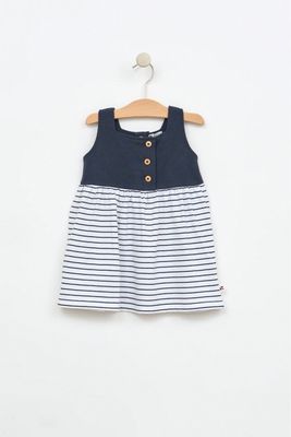 White+ Navy Strap Dress