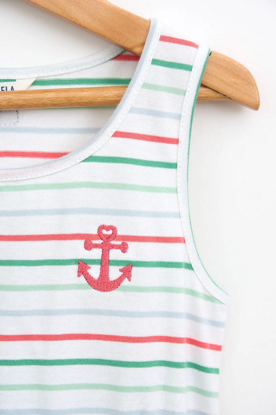Multicolored Striped Dress with Side Gather