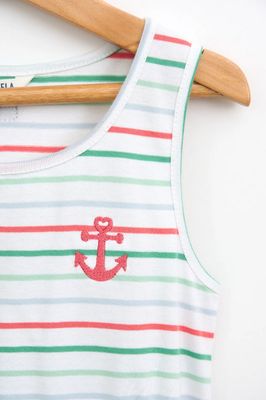 Multicolored Striped Dress with Side Gather