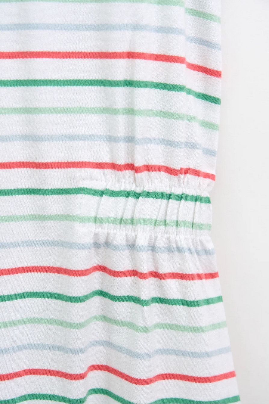 Multicolored Striped Dress with Side Gather