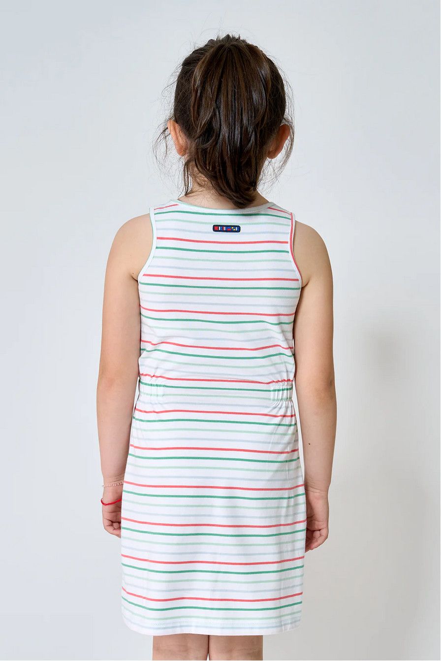 Multicolored Striped Dress with Side Gather