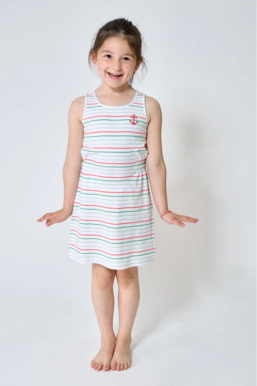 Multicolored Striped Dress with Side Gather