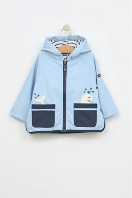 Light Blue Raincoat with Whale Pockets