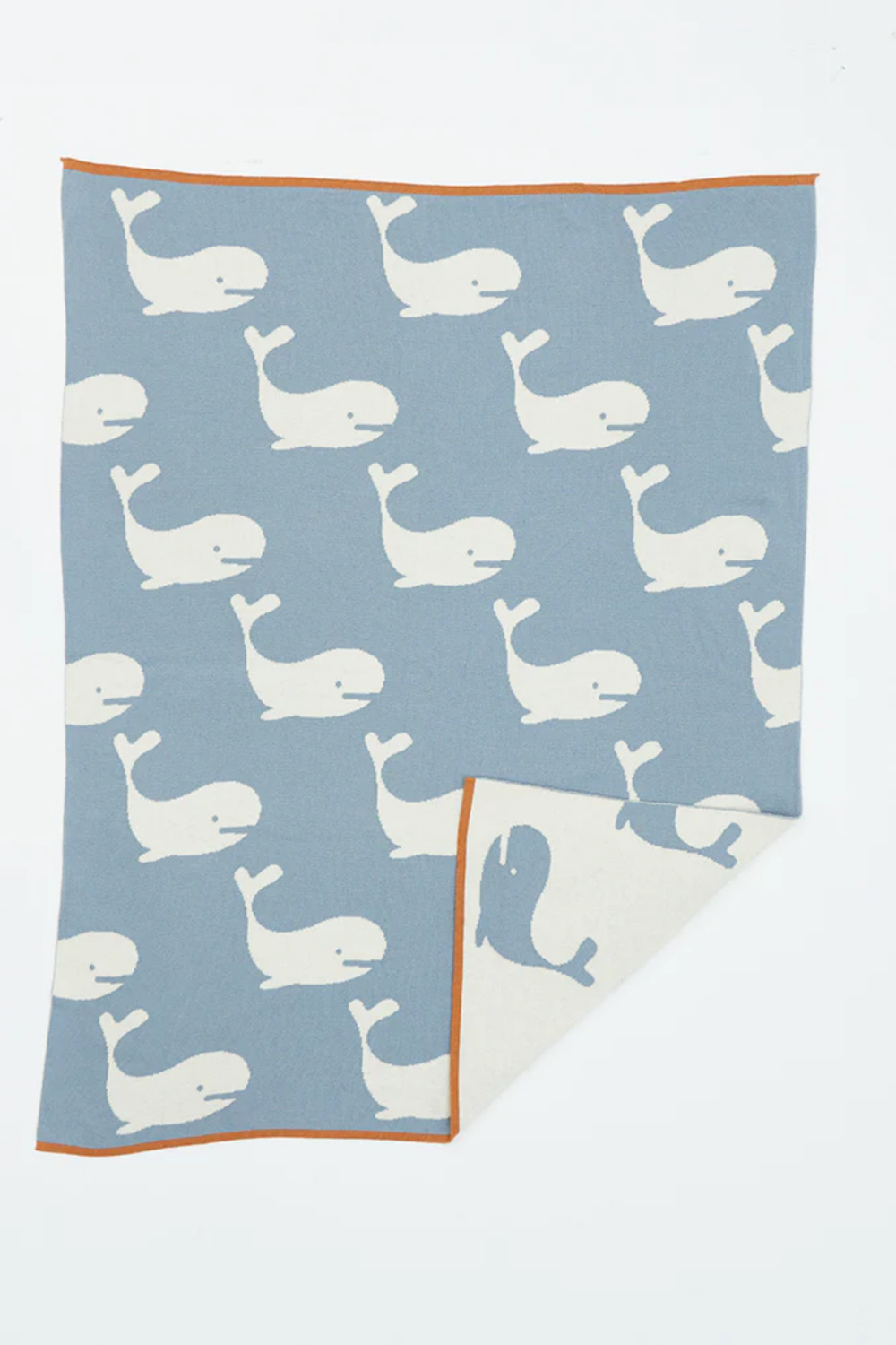 Reversible Blue+Cream Whale Blanket