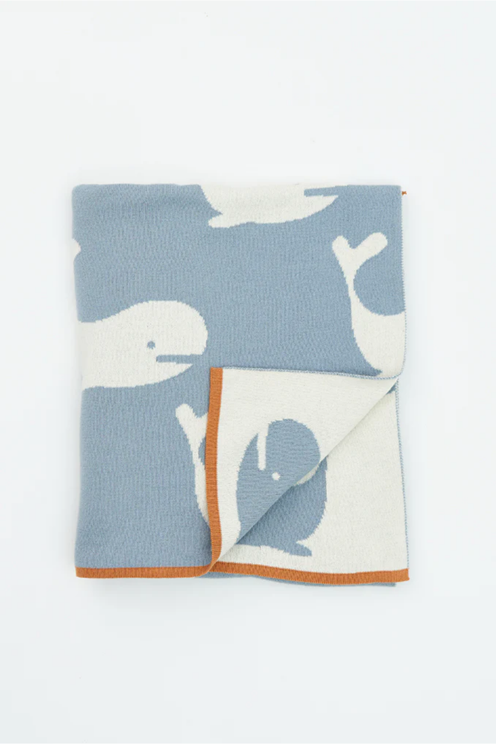 Reversible Blue+Cream Whale Blanket