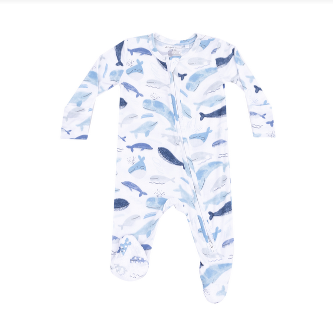 Blue Whales Zip Footie