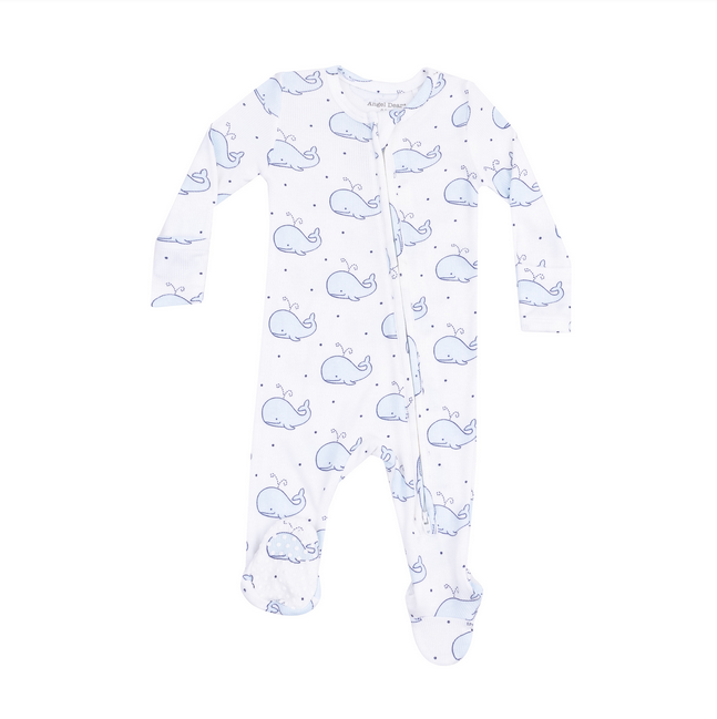 Blue Bubbly Whale Zip Footie