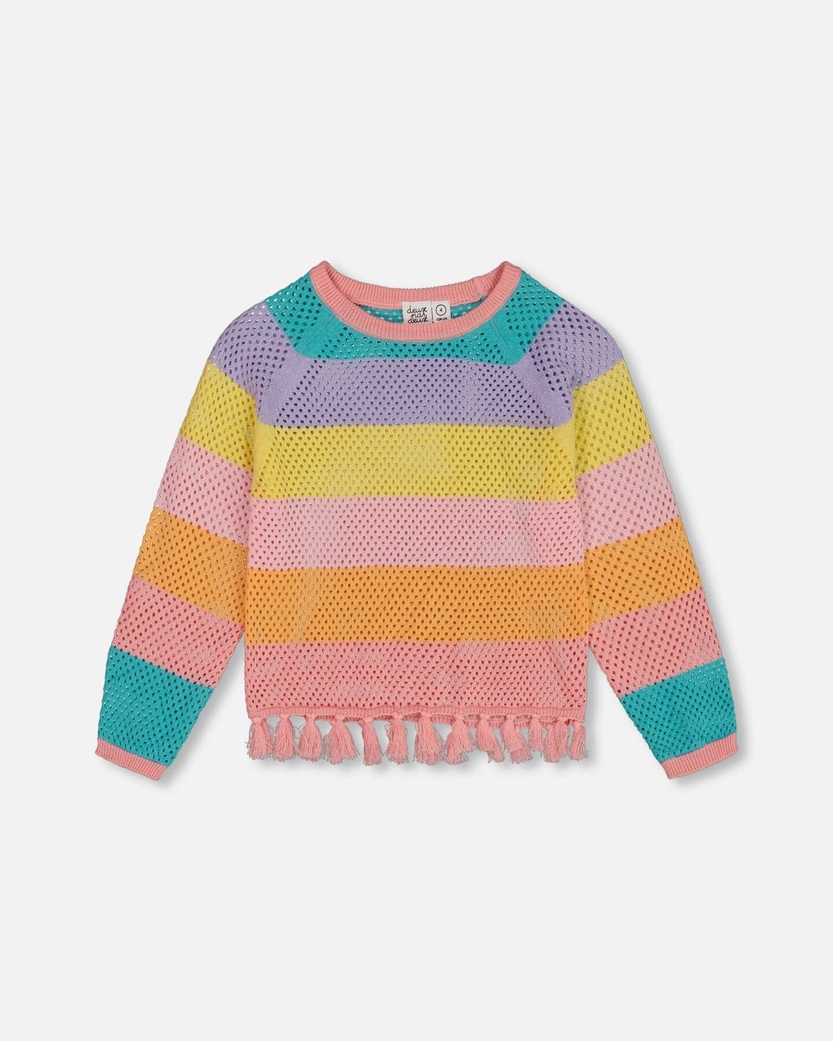 Multicolor Striped Fringe Sweater