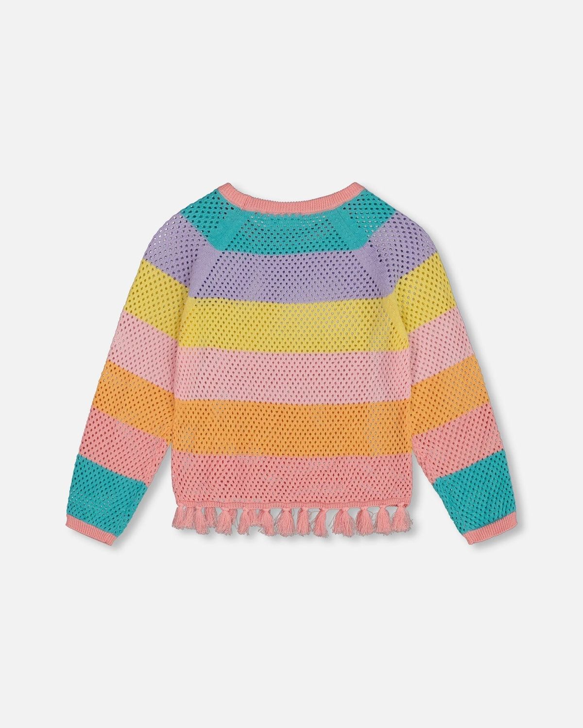 Multicolor Striped Fringe Sweater