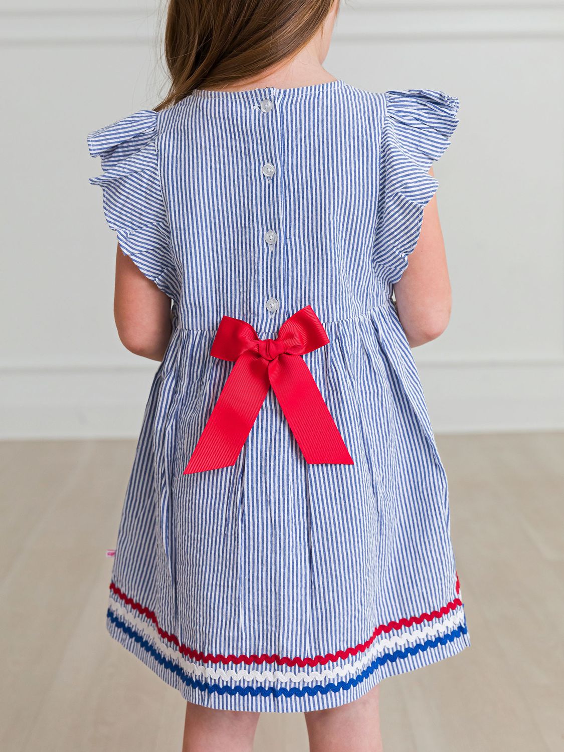 Woven Butterfly Sleeve Bow Dress