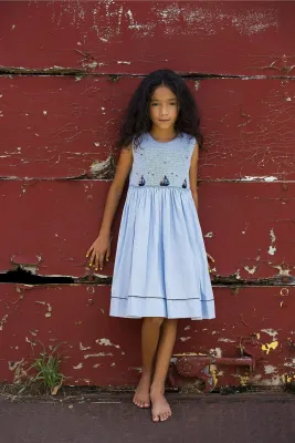 Light Blue Smocked Boat Dress
