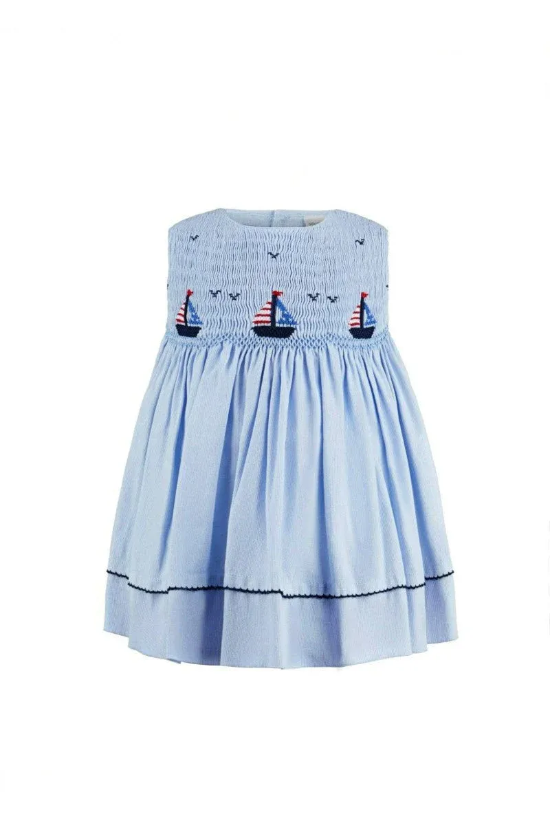 Light Blue Smocked Boat Dress