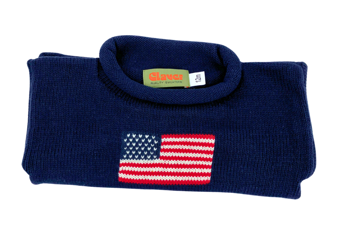 Navy Antique Flag Sweater