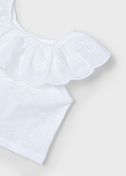 White Eyelet Collar Tee