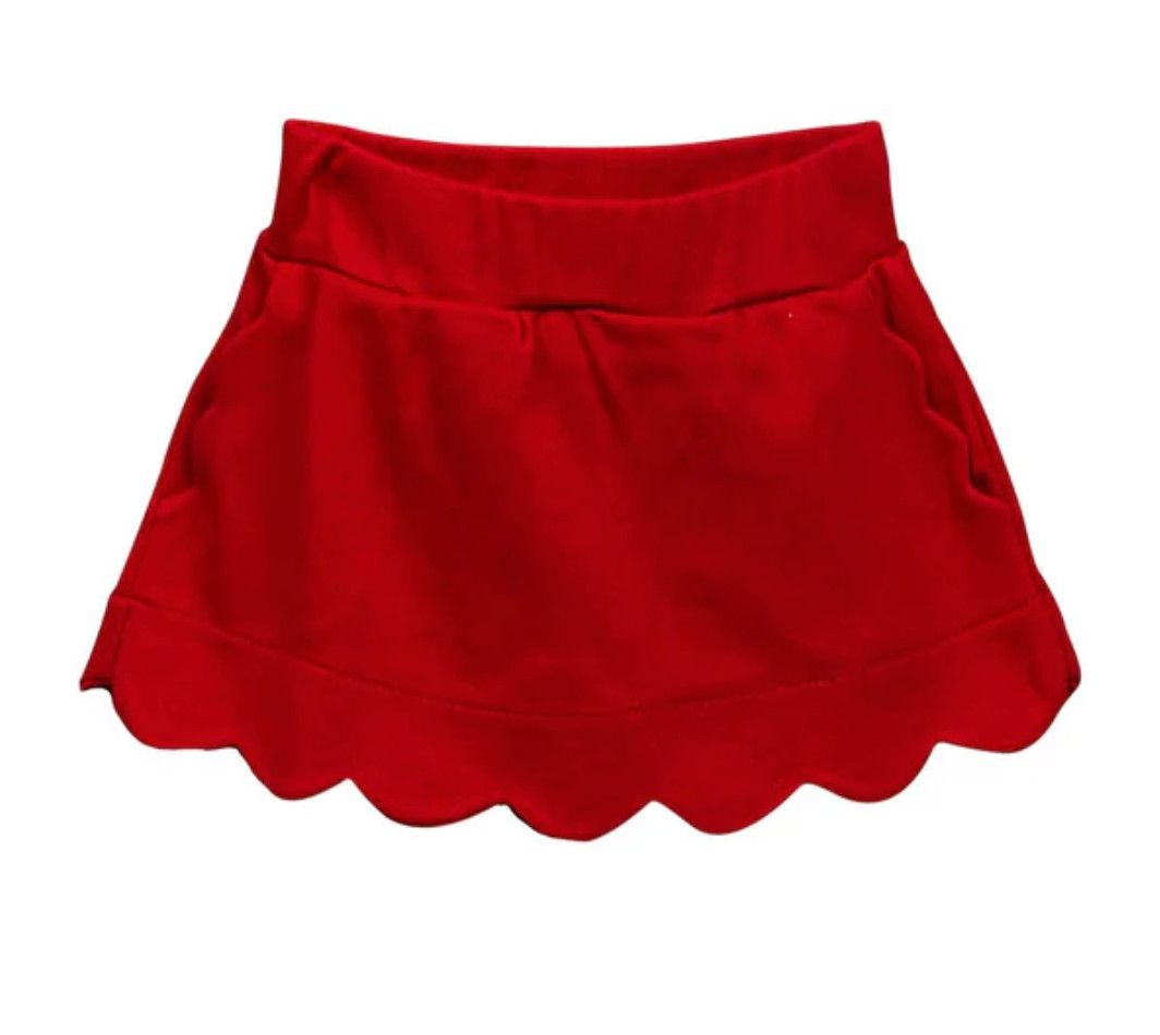 Red Scalloped Skort