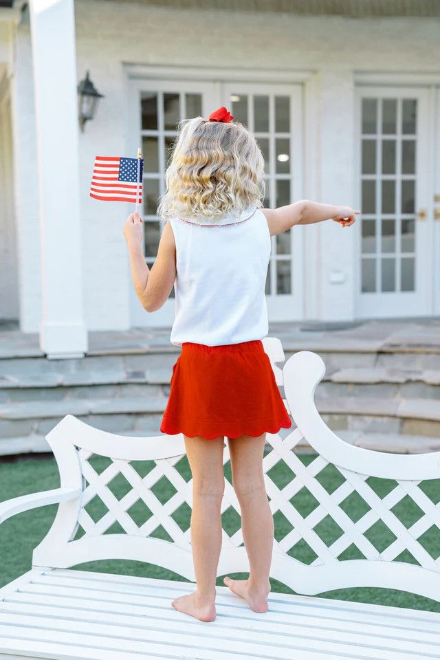 Red Scalloped Skort