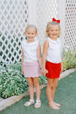 Ruffled Pink Peter Pan Sleeveless Shirt