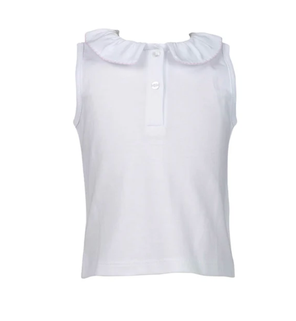 Ruffled Pink Peter Pan Sleeveless Shirt