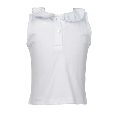Ruffled Sky Blue Peter Pan Sleeveless Shirt