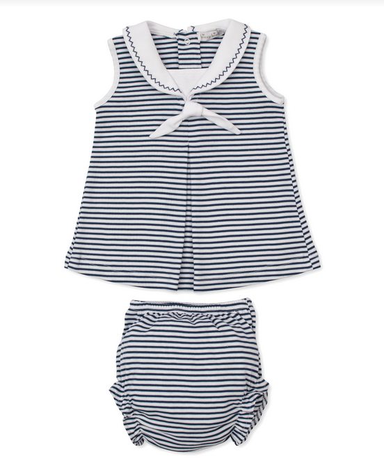 Navy Bold Stripes+Bright Stars Dress Set