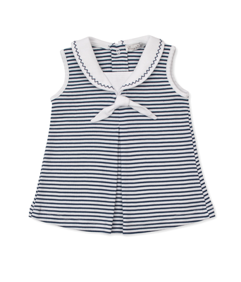 Navy Bold Stripes+Bright Stars Dress Set