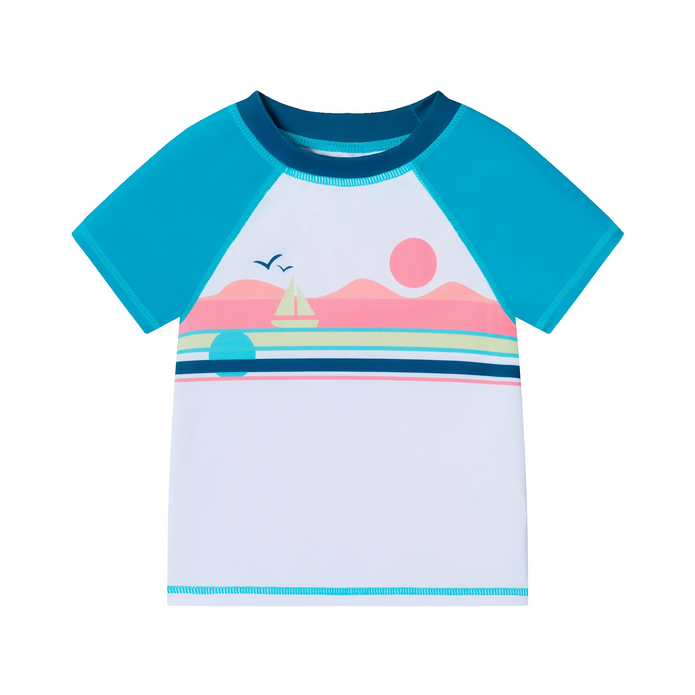 Sailboat Rash Guard+Swim Trunk Set