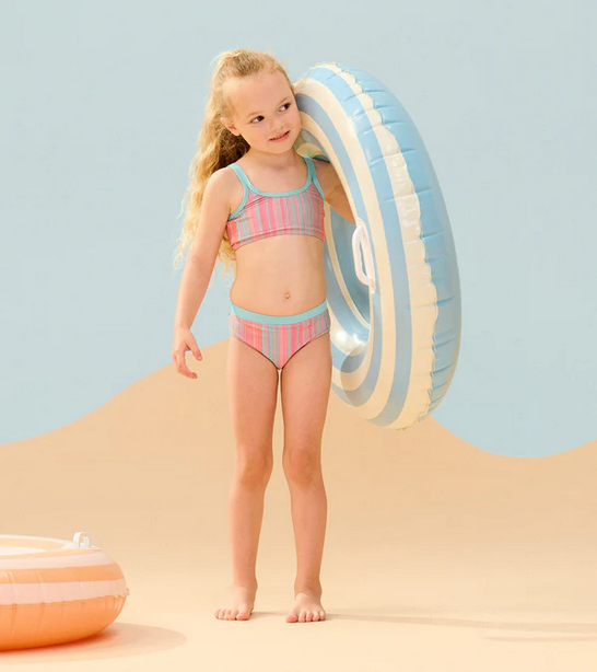 Shimmer Stripe Contrast Trim Bikini