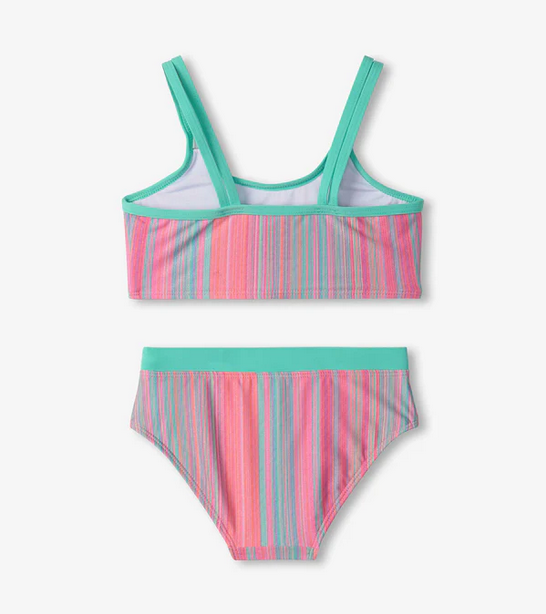 Shimmer Stripe Contrast Trim Bikini