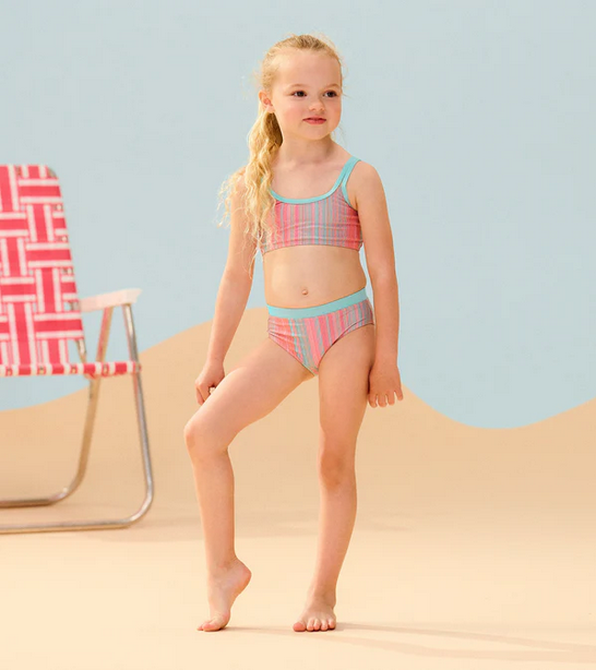 Shimmer Stripe Contrast Trim Bikini