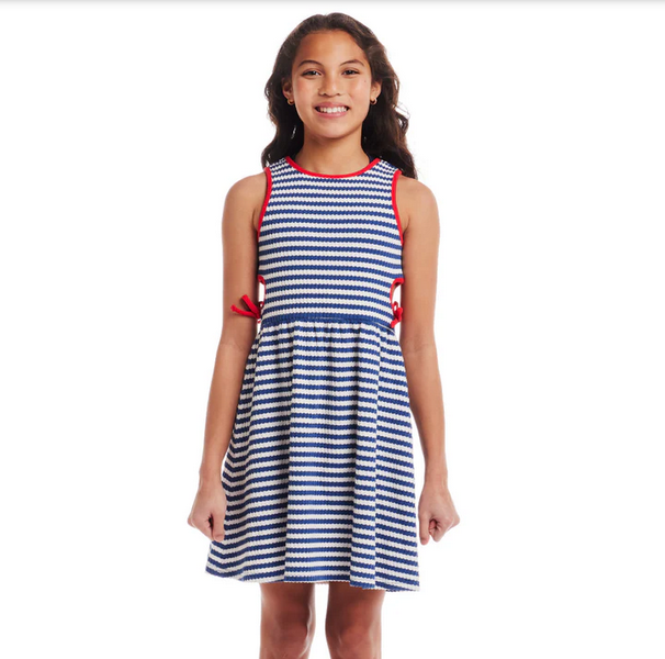 Blue Ribbed Knit Dress w/ Cutout