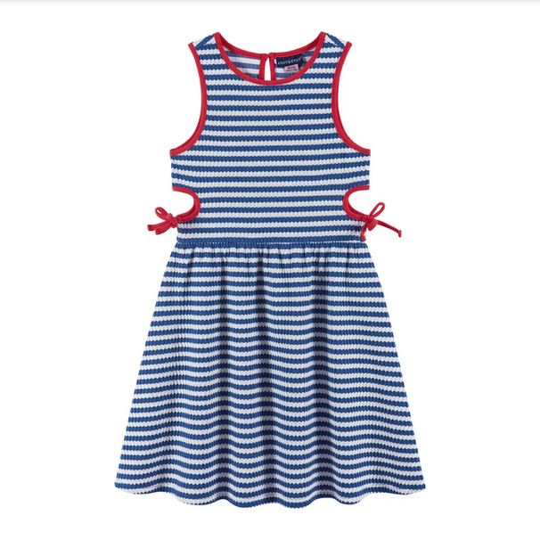 Blue Ribbed Knit Dress w/ Cutout