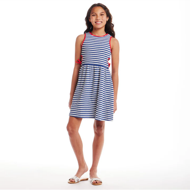 Blue Ribbed Knit Dress w/ Cutout