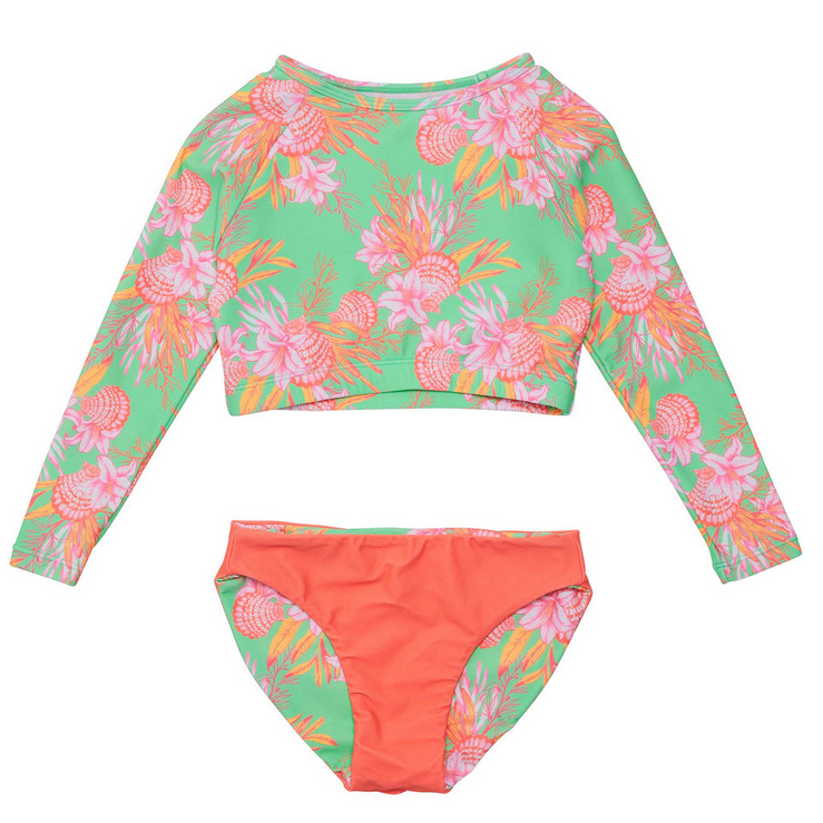Coastal Shells Sustainable Crop Rash L/S Top Set