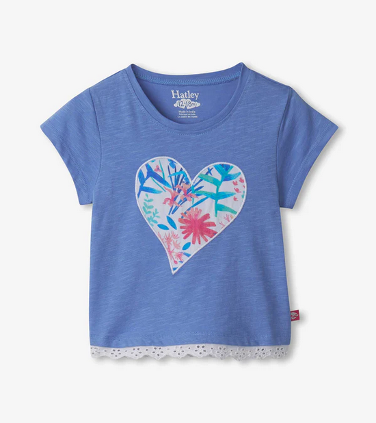 Wildflower Heart Eyelet Trim Tee
