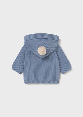 Cloud Blue Hooded Knit Cardigan