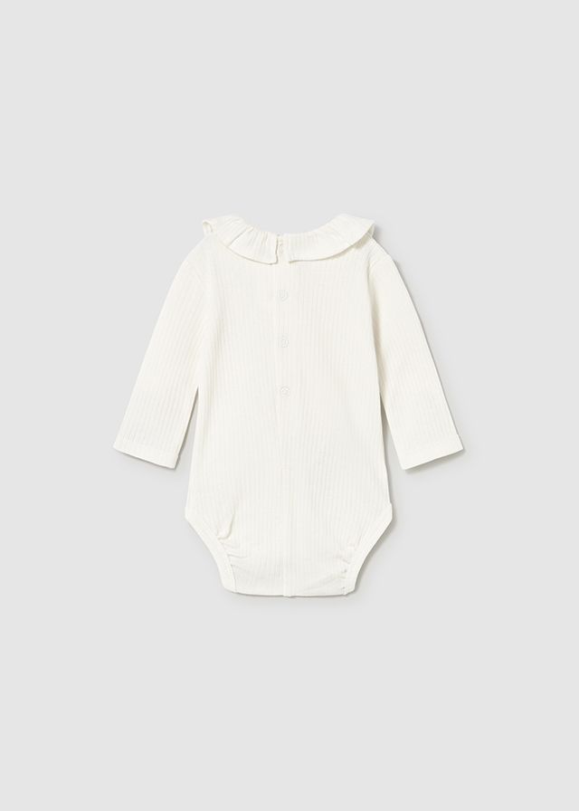 Natural Ribbed Collared Bodysuit