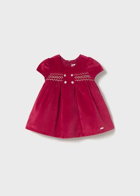 Cherry Smocked Velour Dress
