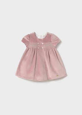 Petal Pink Smocked Velour Dress