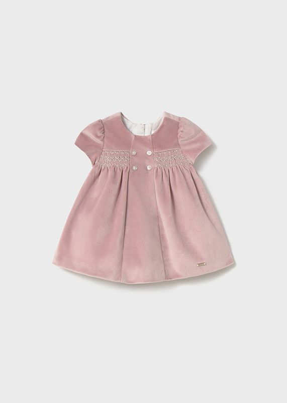 Petal Pink Smocked Velour Dress
