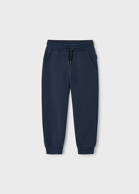Navy Basic Cuffed Fleece Trousers