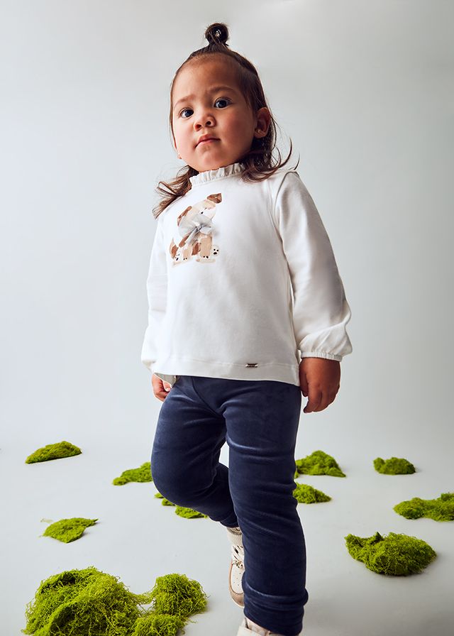 Navy Baby Velvet Leggings