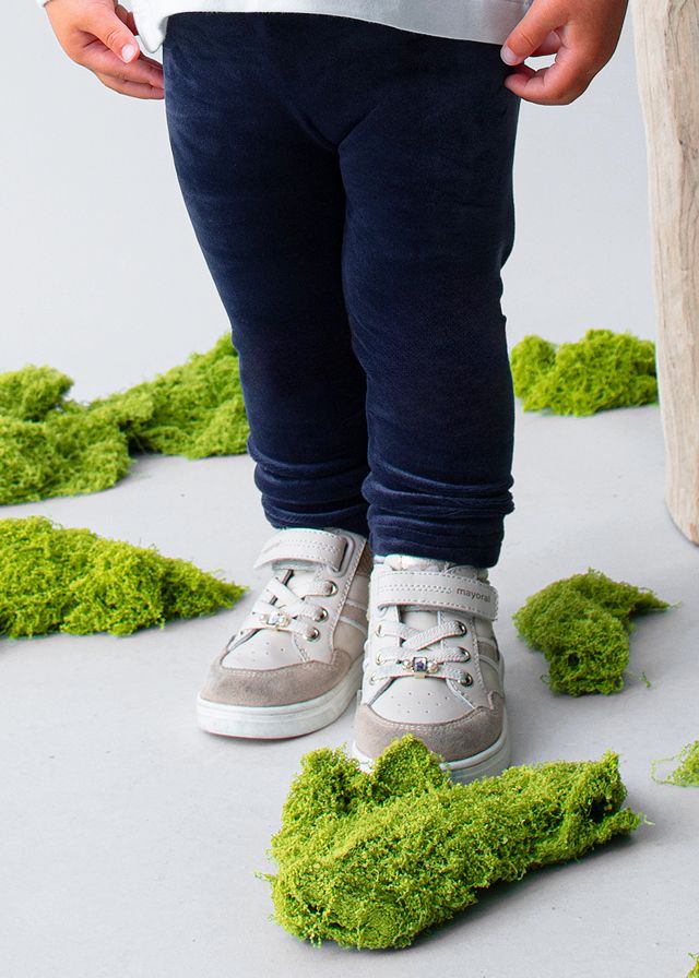 Navy Baby Velvet Leggings