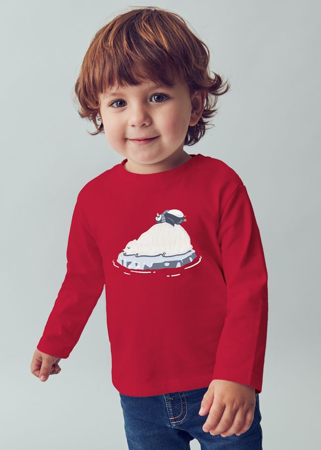Red Polar Bear+Penguin LongsleeveTee