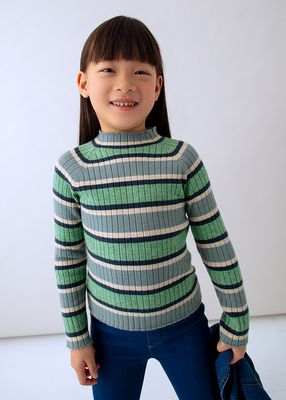 Ribbed Stripe Sage Turtleneck